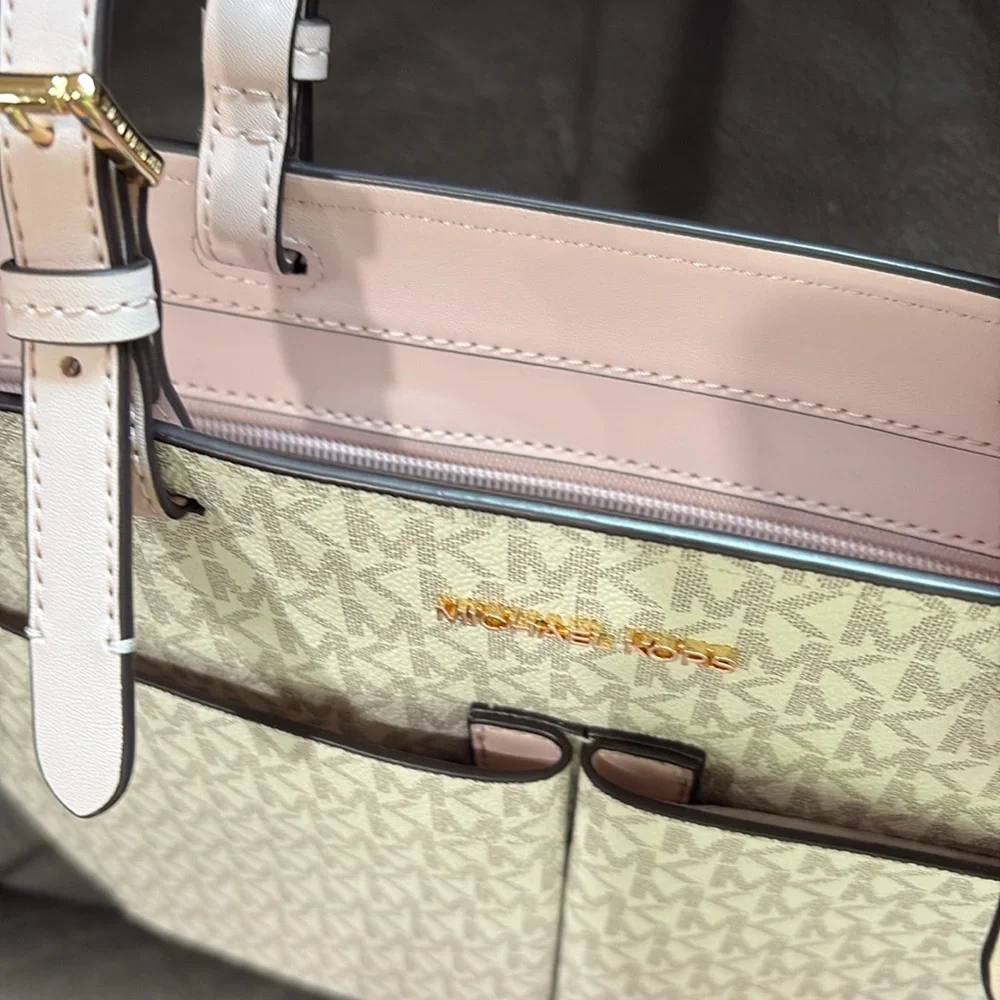 Michael kors signature multi blush medium double pocket tote